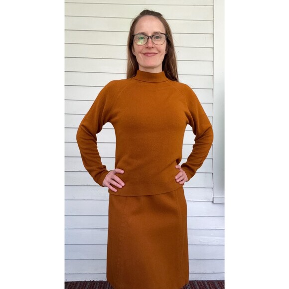 Vintage 50s Cinnamon Sweater Skirt Set Pandora Day Outfit XS - Picture 6 of 10